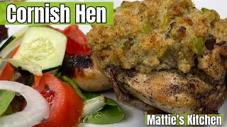 Glazed and Stuffed Cornish Hen  Old Fashion Cornish Hen Recipe  Matties Kitchen [upl. by Adnawat605]