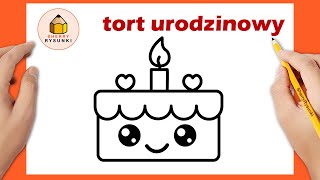 Jak narysować tort urodzinowy kawaii  Łatwe Rysunki [upl. by Gladdy]