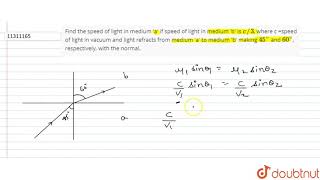 Find the speed of light in medium \a\ if speed of light in medium \b\ is c3 where c sp [upl. by Latsyk393]