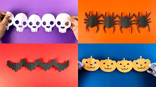 DIY Halloween Paper Garland  Pumpkin Spider Skull Bat  Easy Halloween Paper Crafts [upl. by Mcgregor825]