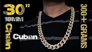 18K Gold Plated Mens Bling Chain 30quot x 18MM Cuban Heavy 305 Grams Alloy Hip Hop Necklace [upl. by Bledsoe]