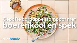 Stamppot boerenkool met gepofte aardappels paddenstoelen amp spek Recept  Allerhande [upl. by Attennod]