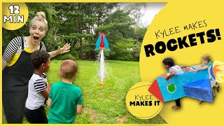 Kylee Makes Rockets  DIY Cardboard Rocketship Bottle Rocket Launch amp The Kennedy Space Center [upl. by Ainival]