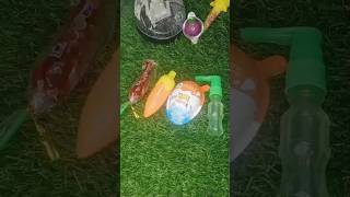 Chocolate spray bottle amp carrotchillipop with kinderjoy box shortsvideo viralvideo [upl. by Aeslahc]