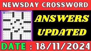 Newsday Crossword Clue Answers for Nov 18 2024  Solved [upl. by Camilia]