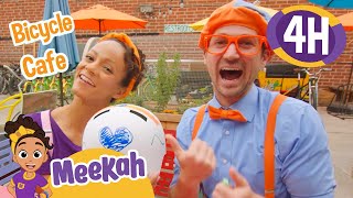 Blippi amp Meekah Visit Spoke Bicycle Cafe  4 HOURS OF MEEKAH  Educational Videos for Kids [upl. by Nuy]