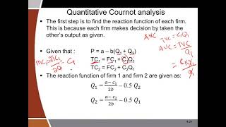 Oligopoly Video 2 Cournot model analysis [upl. by Netti391]