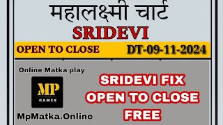 Sridevi Chart Today 09112024 Sridevi Matka Single Open Single jodi 100 Fix Satta Matka Result [upl. by Nylaroc625]