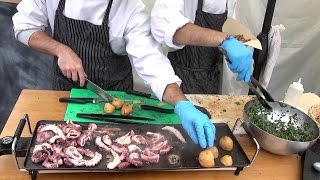 Tasty Octopus on Grill Italian Street Food Tasted in Milano [upl. by Fisa]