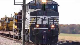 NS ES44AC 8079 leads BNSF UMFOADR work train Must see 10292011 [upl. by Isayg]