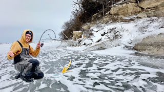 Polar Vortex Froze The LAKE OF GIANTS Second Biggest Ice Fishing [upl. by Sasnett]