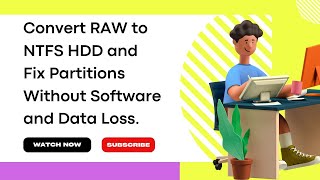 Convert RAW to NTFS HDD and Fix Partitions Without Software and Data Loss [upl. by Anialram]