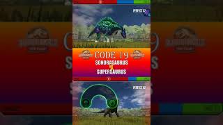 SUPERSAURUS VS SONORASAURUS  JURASSIC WORLD THE GAME [upl. by Tirza915]