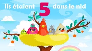 Ils étaient 5 dans le nid  Comptine avec gestes pour enfants et bébés avec les paroles [upl. by Esital]