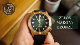 Incredible Lume amp A Beautiful Dial  Zelos Mako v3 Bronze Hunter Green  BampB [upl. by Lethia]