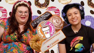 Kristin and Jen Try Every Donut From Dunkin Donuts  Kitchen amp Jorn [upl. by Akcirre]