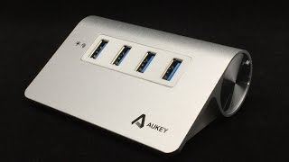 Aukey Aluminium USB 30 4 Ports HUB Model CBH5 [upl. by Esorlatsyrc]