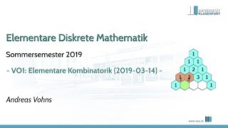 Elementare Diskrete Mathematik 2019S Vorlesung 1 [upl. by Ame503]