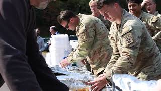 82nd Airborne Division Soldiers serve HOT MEALS in Green Mountain NC [upl. by Blodgett]