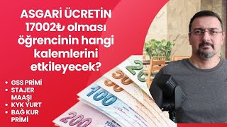 ASGARİ ÜCRET ARTIŞIYLA ÖĞRENCİLERİN HANGİ KALEMLERİ DE ARTACAK STAJ KYK YURT GSS PRİM [upl. by Sampson]