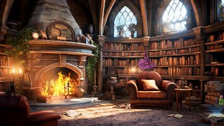 Magical Study Session at Hogwarts  Harry Potter Ambience  Soothing Fireplace and Blizzard Sounds [upl. by Lissa605]