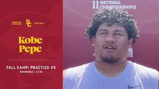 USC DL Kobe Pepe  Trojan Fall Camp Practice 5 [upl. by Bywoods]