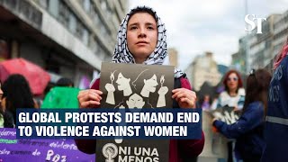 Global protests demand end to violence against women [upl. by Jahdai]