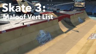 Skate 3  Maloof Vert List Detailed Walkthrough [upl. by Refinneg]