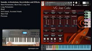 VG Jazz Cello sound library for NI Kontakt VST strings Articulations and effects [upl. by Nagn]