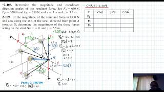 2–109 Force Vector Chapter 2 Hibbeler Statics Benam Academy [upl. by Clothilde]