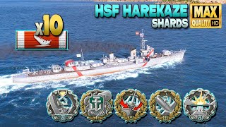 Destroyer HSF Harekaze 10 ships destroyed on map Shards  World of Warships [upl. by Malkah332]