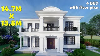 Small House Design 147x138Meters 154 sqm4 BedroomHouse Design ideashome housedesign houses [upl. by Catherina]