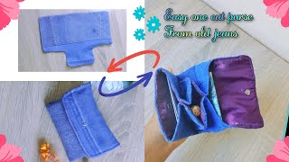 DIY Wallet Purse from Old Jeans  Mini Pouch Tutorial [upl. by Audry177]