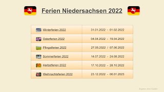 Ferien Niedersachsen 2022 [upl. by Anastasio]