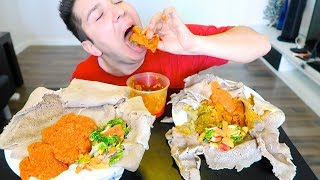 Super Spicy amp Delicious Ethiopian FamilySize Platter • MUKBANG [upl. by Ireg]