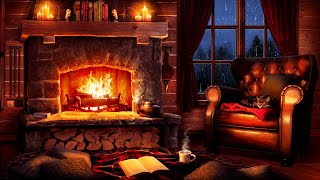 Stormy Night Cozy Cabin Ambience with Relaxing Rain and Fireplace Sounds for Sleeping and Reading [upl. by Phaedra575]