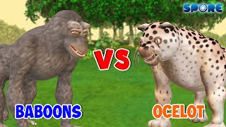 Baboons vs Ocelot  Primate Animal vs Big Cat Animal S1E10  SPORE [upl. by Lauraine]