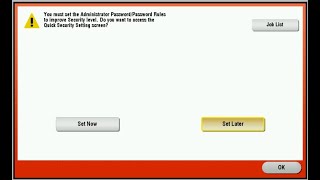 Quick Security settings screen Konica Minolta [upl. by Etnoled66]