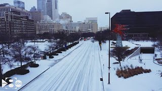 Dallas winter storm Stunning downtown drone footage [upl. by Acirre]