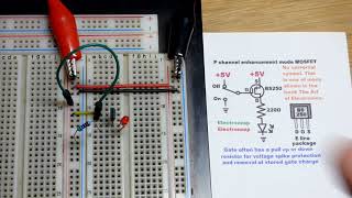 BS250 P Channel Enhancement MOSFET switch demo circuit with LED load [upl. by Clevie865]