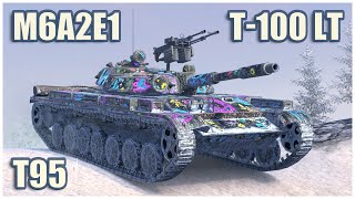 M6A2E1 EXP T95 amp T100 LT • WoT Blitz Gameplay [upl. by Ema]