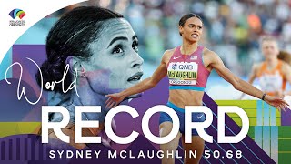 5068 SYDNEY SMASHES 400M HURDLES WORLD RECORD  World Athletics Championships Oregon 22 [upl. by Ynotna]