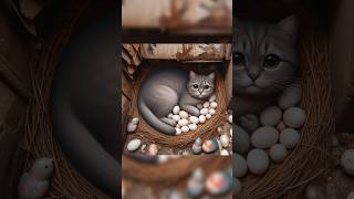 A lot of kittens hatched from the mother cats eggs 🥚🙀 shorts ai aiart cat story funny [upl. by Giverin]