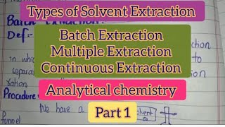 Types Of Solvent Extraction  Part 1  solvent solventextractionchemistry analyticalchemistry [upl. by Anaujait775]