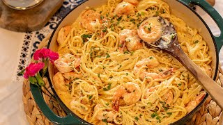 6 Ingredient Shrimp Alfredo Pasta Better than the Restaurants and ready in 20 mins [upl. by Otilesoj]