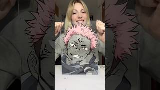 Step by step Sukuna❤️ anime sukuna jjk jujutsukaisen glasspainting glasspaintinganime art [upl. by Fullerton]