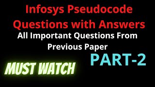 Part2  InfyTQInfosys Pseudocode Questions With Answers  20202021 batch Sample Pseudocode [upl. by Ginnie]