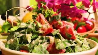 Microgreens Tomato Spinach Salad with Garlic Cashew Dressing  Take 3 [upl. by Stroup204]