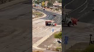 White Snow Plow Truck Turning at Intersection [upl. by Alie]