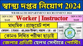 WB Health Department Recruitment 2024  WB New Vacancy 2024  Govt  jobs bhadreswarstudyclass [upl. by Philbrook]